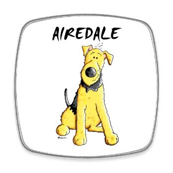 Witziger Airedale Terrier - Viereckiger Kühlschrankmagnet - Weiß - Vorne