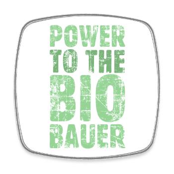 Power to the Biobauer Bio Grün Hell - Viereckiger Kühlschrankmagnet - Weiß - Vorne