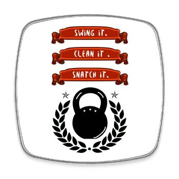 Kettlebell Commandements Swing Clean Snatch Gym - Magnet carré - blanc - Devant