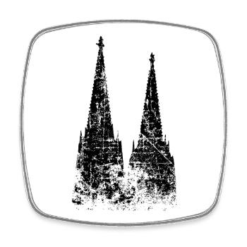 Kölner Dom aus Köln (Vintage/Schwarz) - Viereckiger Kühlschrankmagnet - Weiß - Vorne