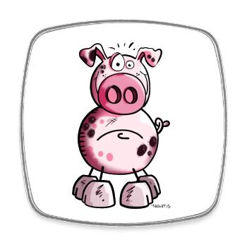 Lustiges Schwein - Viereckiger Kühlschrankmagnet - Weiß - Vorne