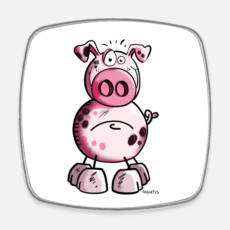 Funny Pig - Square fridge magnet - white