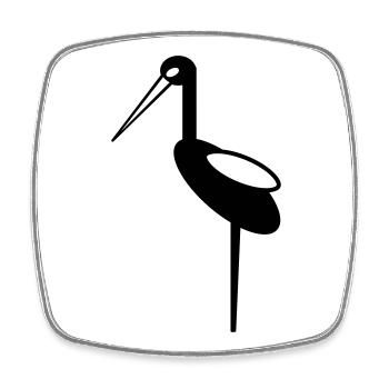Stork, midwife, midwife motif - Square fridge magnet - white - Front