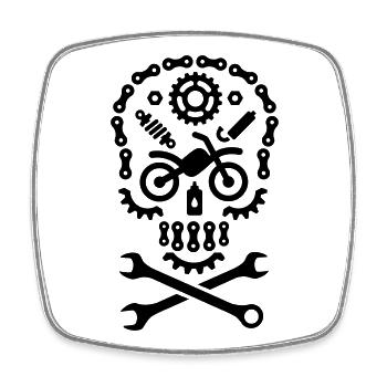 Halloween MotoCross Skull Dirt Bike Motorcycle - Square fridge magnet - white - Front
