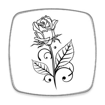 Rose with leaves - Square fridge magnet - white - Front
