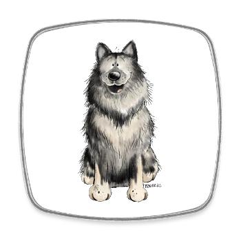 Happy Wolfsspitz I Comic Dog Gift - Square fridge magnet - white - Front