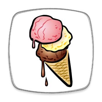 Eistüte mit drei Kugeln Eis - Viereckiger Kühlschrankmagnet - Weiß - Vorne