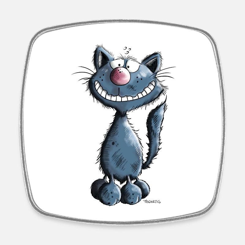 Smiling Cat - Magnet carré - blanc
