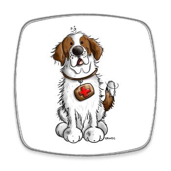 Cute Saint Bernard Dog - Square fridge magnet - white - Front