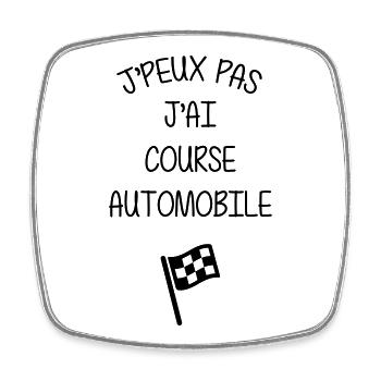 Course Automobile / Voiture / Sport / Sportif - Magnet carré - blanc - Devant