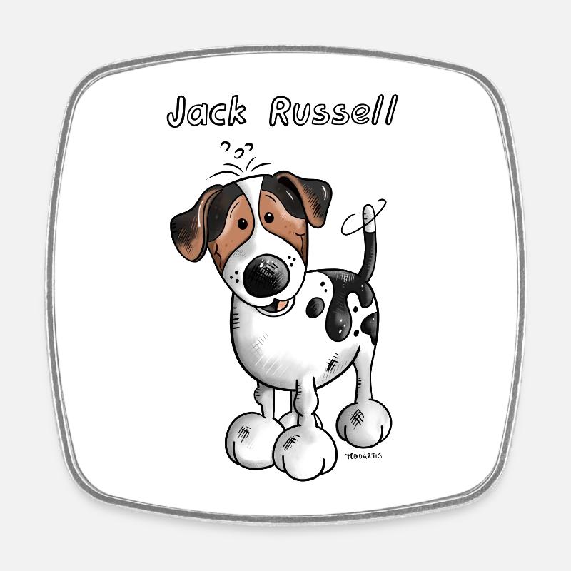 Da ist der Jack Russell - Viereckiger Kühlschrankmagnet - Weiß