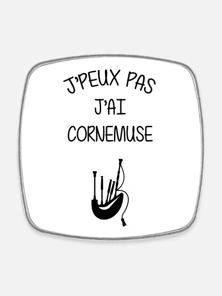 Cornemuse / Ecosse / Instrument de Musique - Magnet carré - blanc