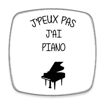 Piano / Pianiste / Musique / Musicien / Instrument - Magnet carré - blanc - Devant