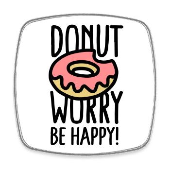 Donut worry, be happy! - Square fridge magnet - white - Front