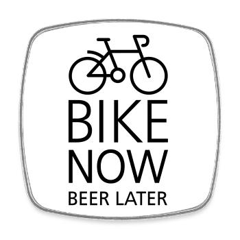Bike now beer later - Square fridge magnet - white - Front