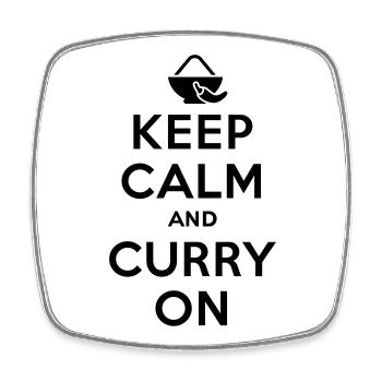 Keep calm and curry on - Square fridge magnet - white - Front