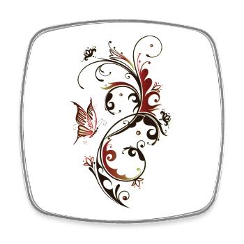 Flower with butterfly, red and brown - Square fridge magnet - white - Front