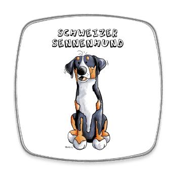 Schweizer Sennenhund - Viereckiger Kühlschrankmagnet - Weiß - Vorne