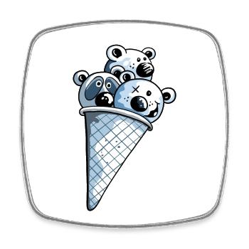 Ice Cream Bears - Bear - Kids - Cartoon - Gift - Square fridge magnet - white - Front