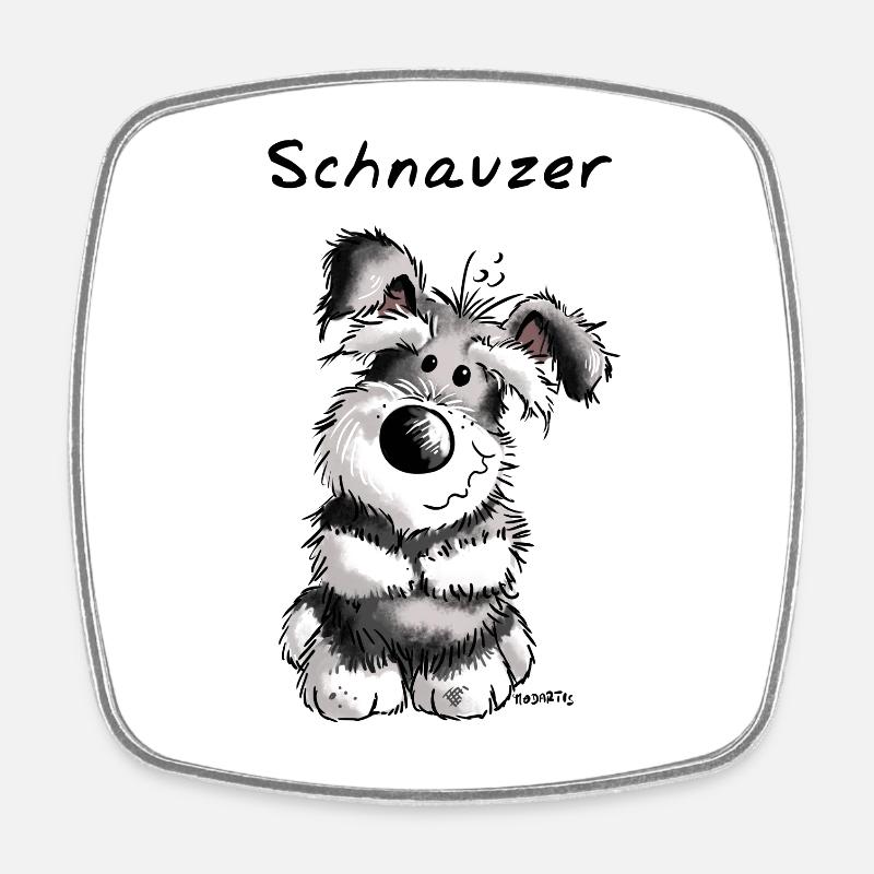 Bonne Schnauzer - Chien - chiot - cadeau - Magnet carré - blanc
