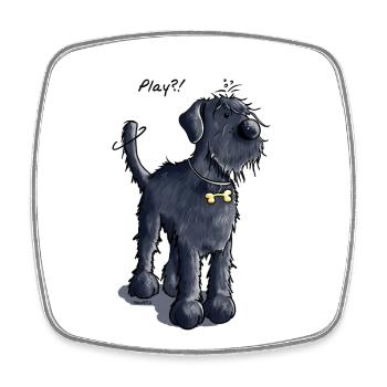 Riesenschnauzer Play - Schnauzer - Schwarz - Viereckiger Kühlschrankmagnet - Weiß - Vorne