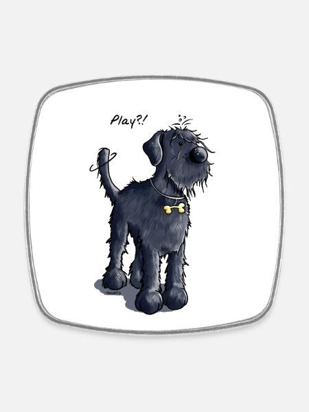 Schnauzer Géant Play - Chien - Chiens - Cadeau - Magnet carré - blanc