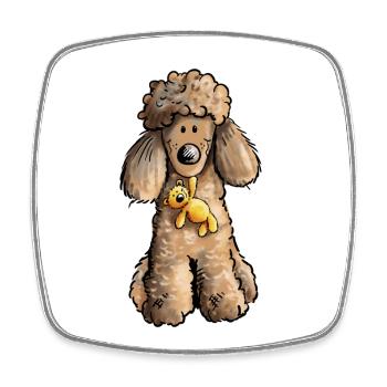 Pudel mit Teddy - Viereckiger Kühlschrankmagnet - Weiß - Vorne
