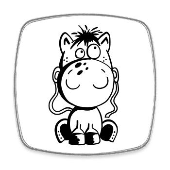 Kleines Pferd - Pony - Comic - Horse - Fun - Viereckiger Kühlschrankmagnet - Weiß - Vorne