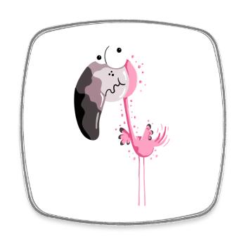 Lustiger Flamingo - Flamingos - Vogel - Comic - Viereckiger Kühlschrankmagnet - Weiß - Vorne