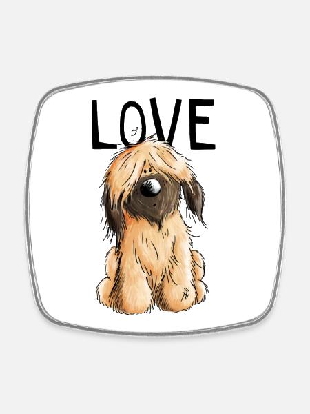 I Love my Briard - Hund - Briards - Geschenk - Viereckiger Kühlschrankmagnet - Weiß