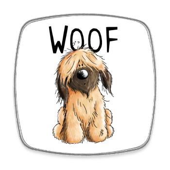 Woof Briard - Comic - Geschenk - Hund - Hunde - Viereckiger Kühlschrankmagnet - Weiß - Vorne