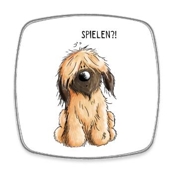 Verspielter kleiner Briard - Hund - Hunde - Gesche - Viereckiger Kühlschrankmagnet - Weiß - Vorne