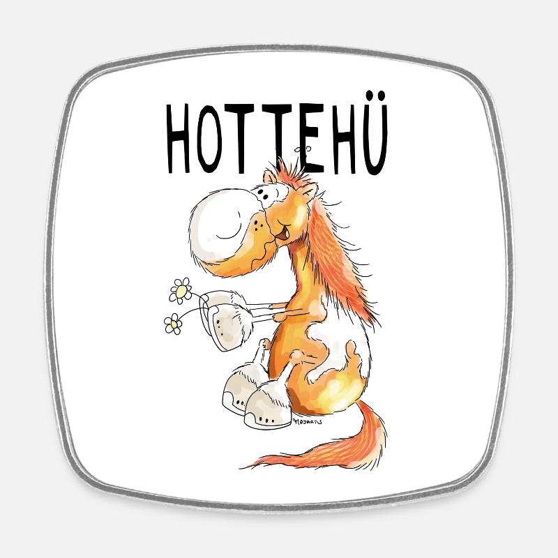 Hottehü Pferd - Pferde - Pony - Pferdchen - Comic - Viereckiger Kühlschrankmagnet - Weiß