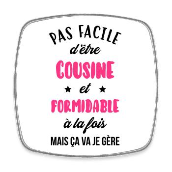 Cousin - Cousine - Famille - Naissance - Bébé - Square fridge magnet - white - Front