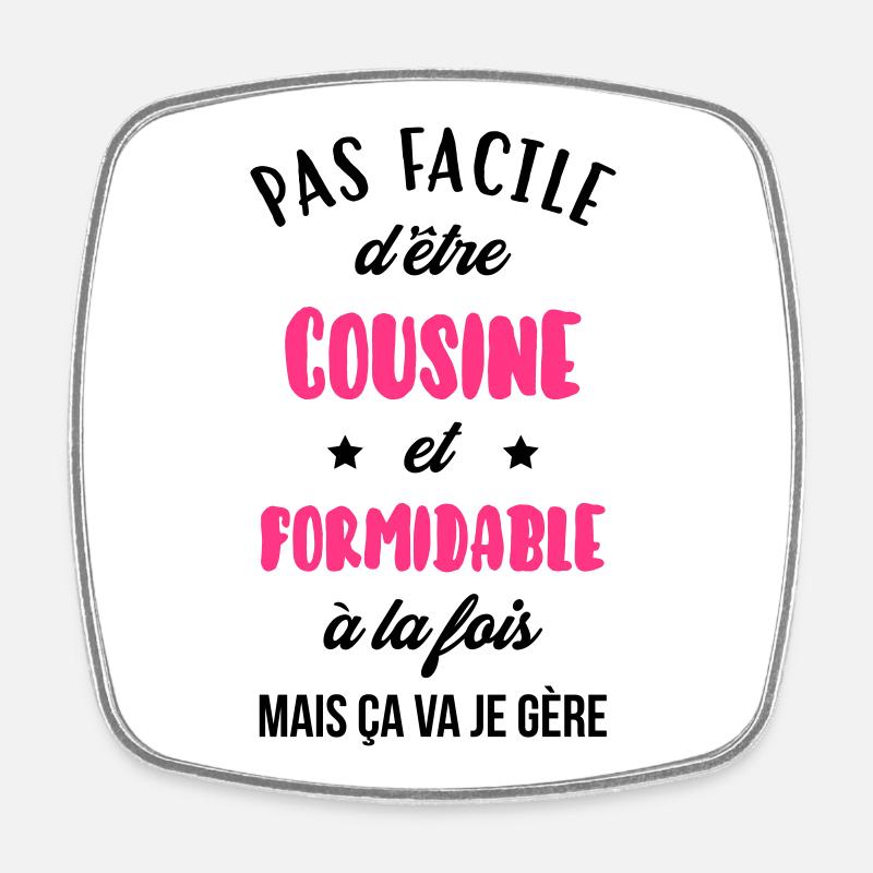 Oncle / Tante / Cousin / Cousine - Magnet carré - blanc