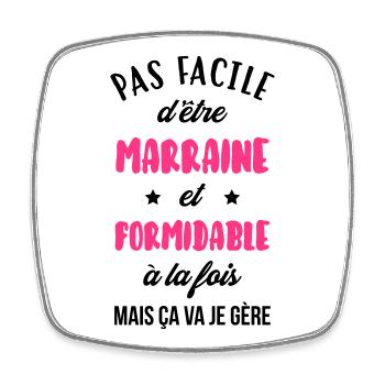 Marraine Parrain Filleul Baptême Bébé Naissance - Square fridge magnet - white - Front