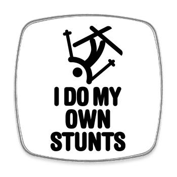 I do my own stunts - skiing / ski - Viereckiger Kühlschrankmagnet - Weiß - Vorne