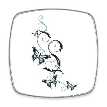 Floral tendril with many butterflies. - Square fridge magnet - white - Front