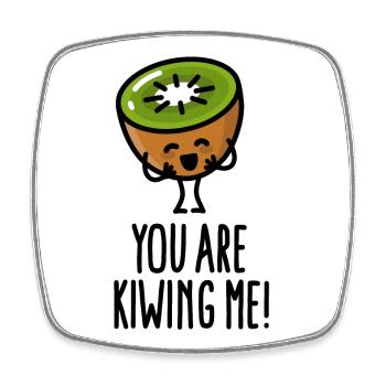 You are kiwing me Kawaii niedlich Kiwi Trickfilm - Viereckiger Kühlschrankmagnet - Weiß - Vorne