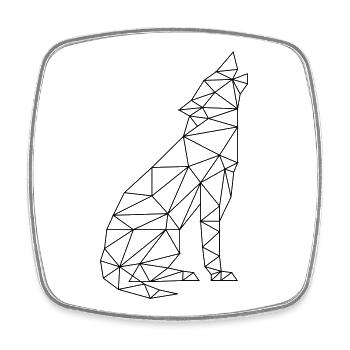 Wolfsruf Wolf Kontur Silhouette - Viereckiger Kühlschrankmagnet - Weiß - Vorne