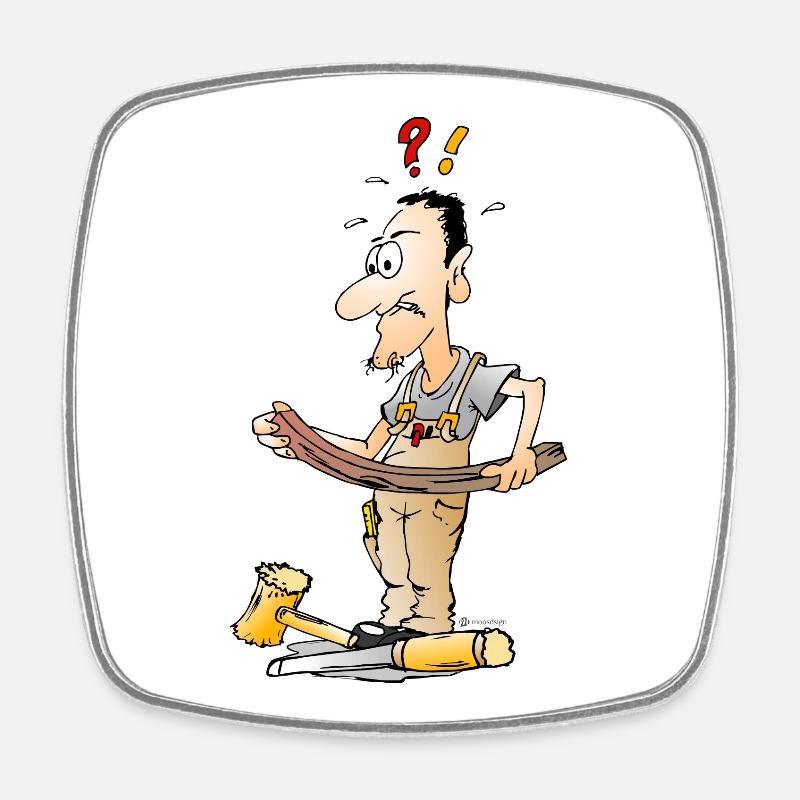 Carpenter cartoon - Square fridge magnet - white