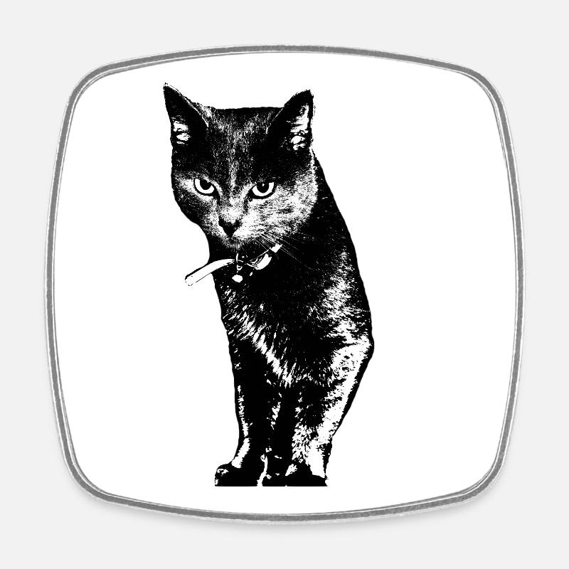 Katze Katzenshirt Geschenk - Viereckiger Kühlschrankmagnet - Weiß