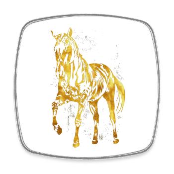 Équitation - cavalier - école d'équitation - cheval en or - Magnet carré - blanc - Devant