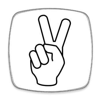 Hand des Friedens V Zeichen zwei Finger hoch - Viereckiger Kühlschrankmagnet - Weiß - Vorne