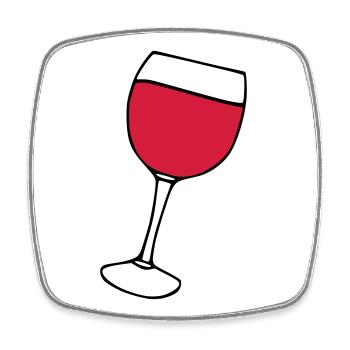Rotwein im Glas - Viereckiger Kühlschrankmagnet - Weiß - Vorne