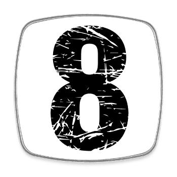 8 - Viereckiger Kühlschrankmagnet - Weiß - Vorne