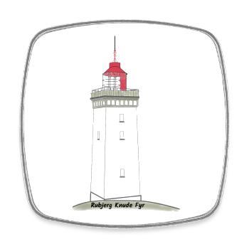 Rubjerg Knude drawing - Square fridge magnet - white - Front