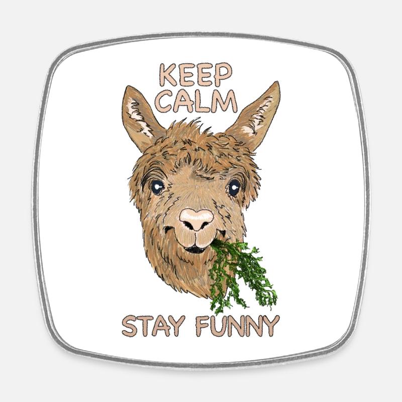 Keep calm stay funny - Alpaca - Square fridge magnet - white