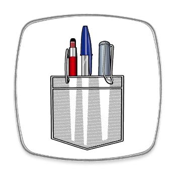 Shirt pocket with writing utensils - Square fridge magnet - white - Front