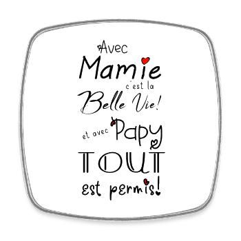 avec mamie... et avec papy... - Magnet carré - blanc - Devant
